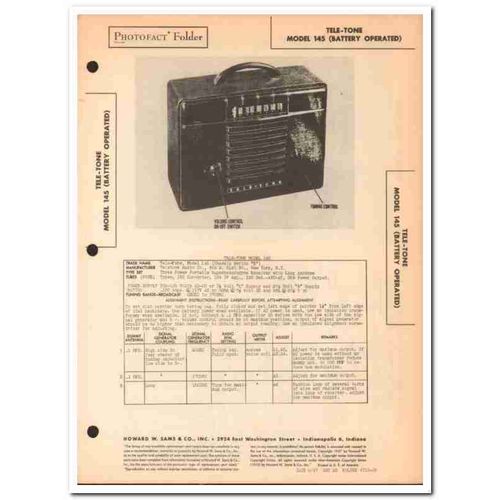 tele-tone model 145 4-tube am radio receiver sams photofact manual