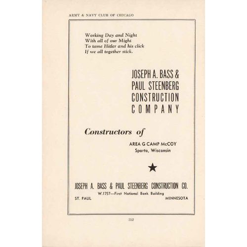 bass steenberg construction company 1943 area g ww2 wartime vintage ad