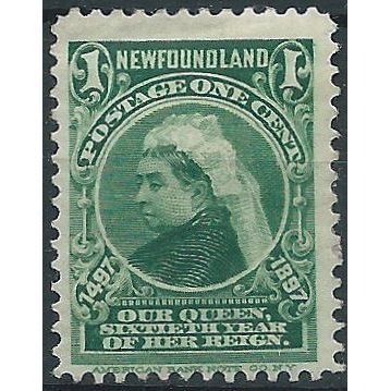 Newfoundland 1896 SG66 1c Green Mounted Mint . . ..