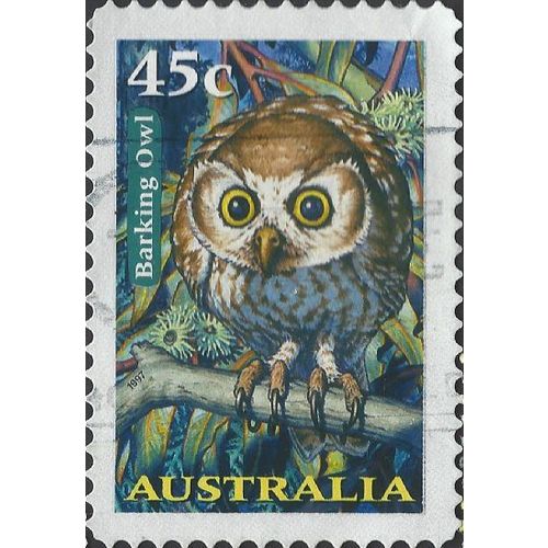AUSTRALIA, BIRDS, Barking Owl, blue 1997, 45c, #2