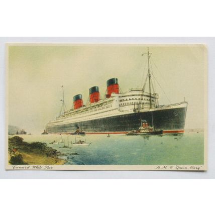 vintage postcard R.M.S. Queen Mary, Cunard White Star