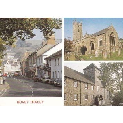 Bovey Tracey Devon Church Shops Multi View Postcard