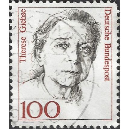 GERMANY, WOMEN, Therese Giehse (1898-1975), olive black 1988, 100pf, #5