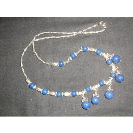 Substantial blue Lapis Lazuli style Asian Tibetan bib style Necklace