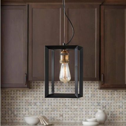 NEW Home Decorators Collection HD-1549-I 1Light Black Frame Antique Brass Socket