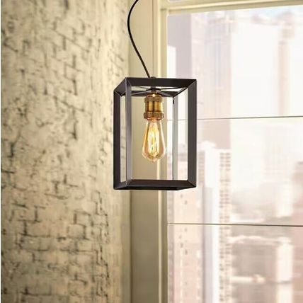 NEW Home Decorators Collection HD-1549-I 1Light Black Frame Antique Brass Socket
