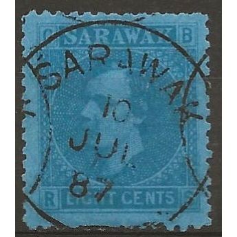 Sarawak 1875 SG6 8c Bright Blue/Blue Fine Used . .