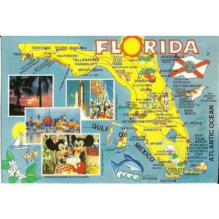 United States FLORIDA Map Postcard (PC700)