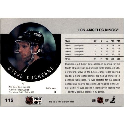 1990/91 Pro Set Hockey Steve Duchesne