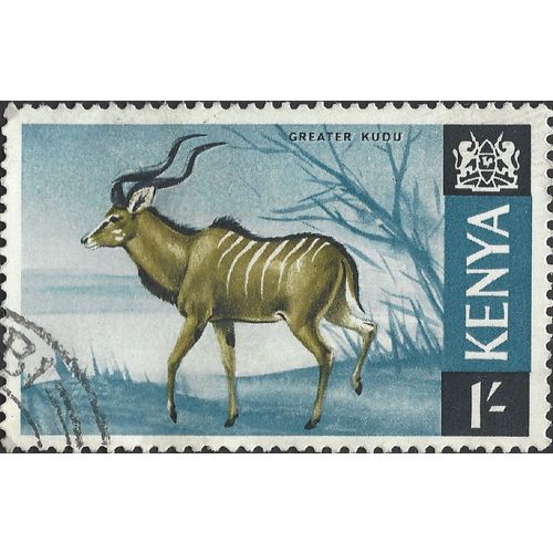 KENYA, MAMMAL, Greater Kudu, blue 1966, 1/-