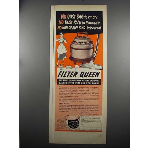 1952 Filter Queen Vacuum Cleaner Ad - No Dust Bag