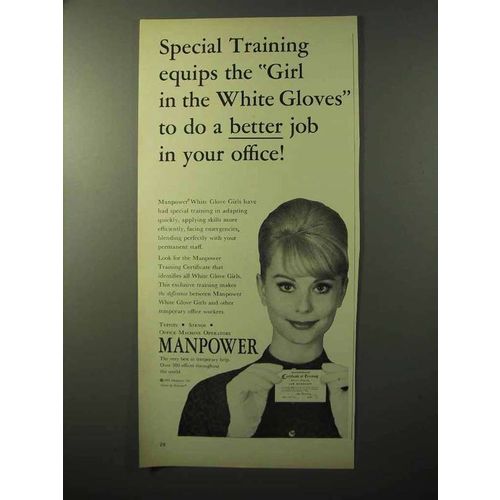 1964 Manpower White Glove Girls Ad - Special Training