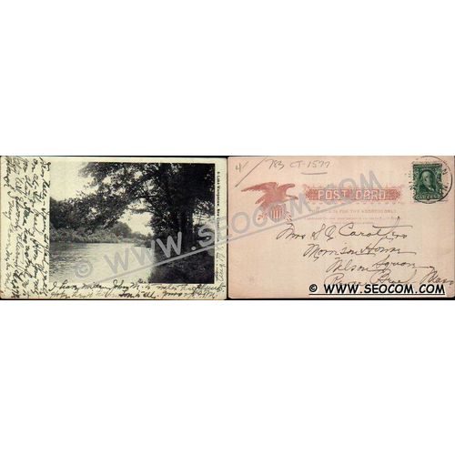 CT New Canaan Postcard Lake Wampanaw Undivided Back ct_box4, getfrom3, ~1577