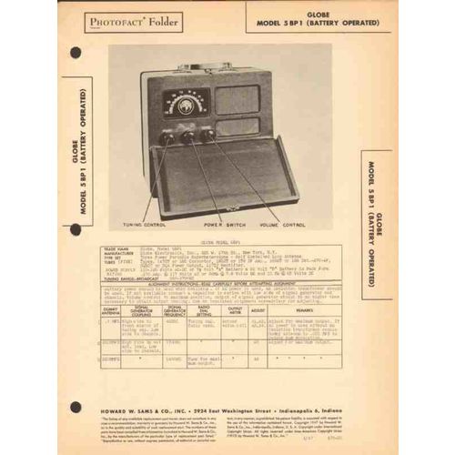 GLOBE model 5BP1 portable AM radio receiver Sams Photofact manual