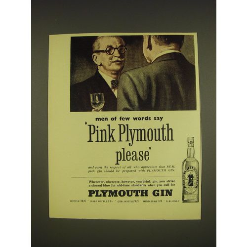 1955 Plymouth Gin Advertisement - Men of few words say Pink Plymouth please