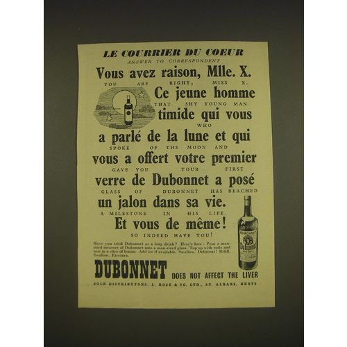 1955 Dubonnet Aperitif Ad - Le courrier du coeur