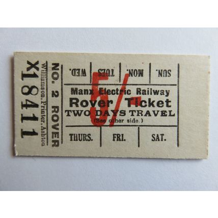 Isle of Man Manx Electric Railway Rover Ticket #476