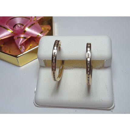 Channel .30cttw Round CZ 360 degrees 18Kt Yellow Gold 3/4" Hoop Earrings #14733