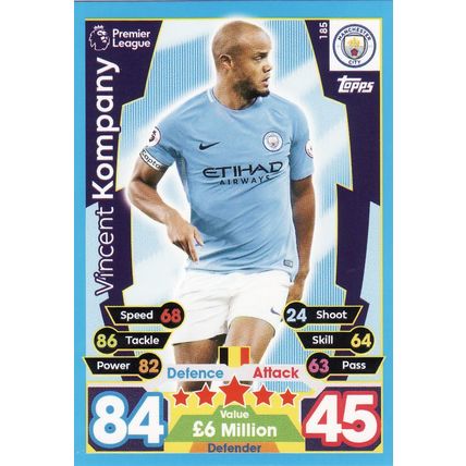 Match Attax 2017/2018 185 Vincent Kompany Manchester City