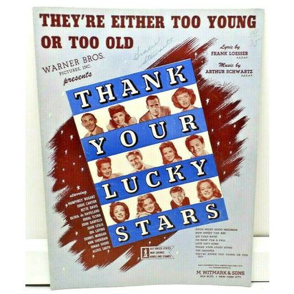 Loesser & Schwartz Sheet Music 1943 WWII Era Thank Your Lucky Stars (K10F)