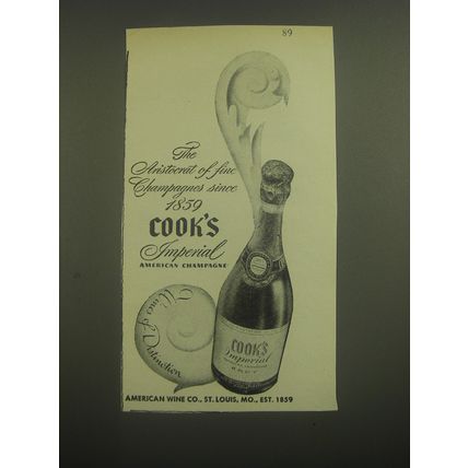 1946 Cook's Imperial Champagne Ad - The aristocrat of fine champagnes since 1859