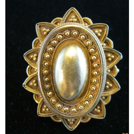 1860's SOLID 14K GOLD MOURNING HAIR WREATH LOCKET BROOCH PIN CIVIL WAR ERA