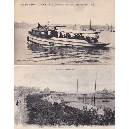 De Dinard A Saint Malo French Speedboat Cote D'Emeraude 2x WW1 Postcard
