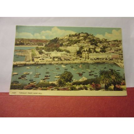 TORQUAY from VANE HILL, DEVON used vintage postcard Harvey Barton. 1959 pm =