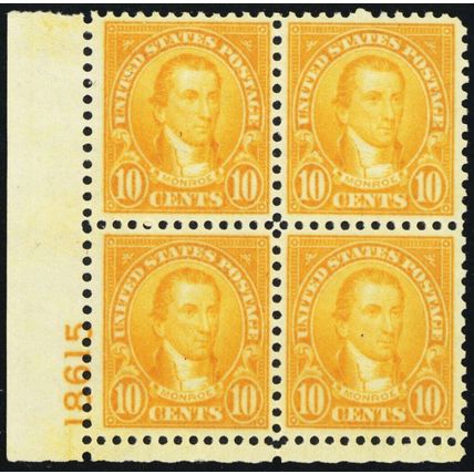 642, Mint VF NH 10¢ Plate Block *.. Stuart Katz