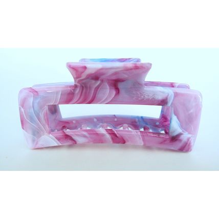 Large rectangle colorful marbled color splatter paint hair claw clip