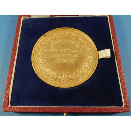 Vintage Large Gilt Bronze Medal Medallion & Box Bournemouth Culinaire Comp 77mm