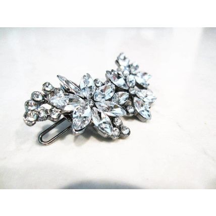 Small silver crystal hair clip barrette bridal clip bridal barrette