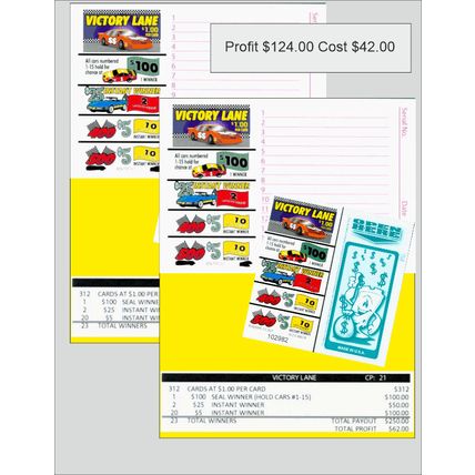 Pull Tabs pull tab Tickets 2 games 312ct VICTORY LANE