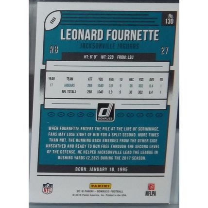 2018 Donruss LEONARD FOURNETTE (Jaguars) Silver Press Proof #130 59/100