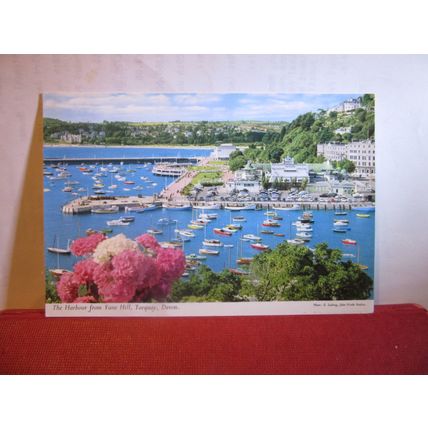 HARBOUR from VANE HILL, TORQUAY, DEVON used postcard by John Hinde 1964 pm =