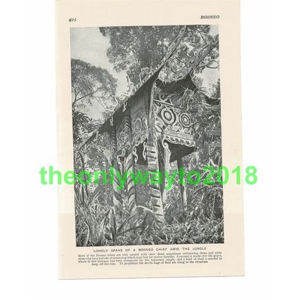 Grave of Borneo Chief, Malaysia, Book Illustration, c1920