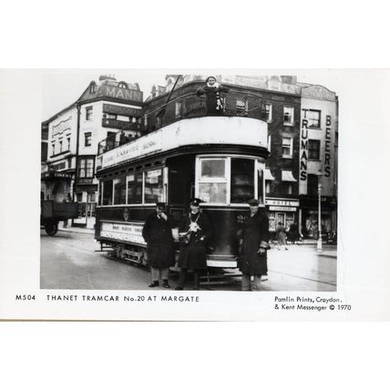 Thanet Tramcar at Margate Bus at Cinema Photo Postcard