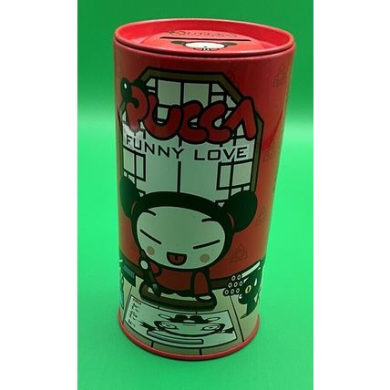 A Vintage Pucca Funny Love Red Rare Lightweight Small Tin Coin Bank￼