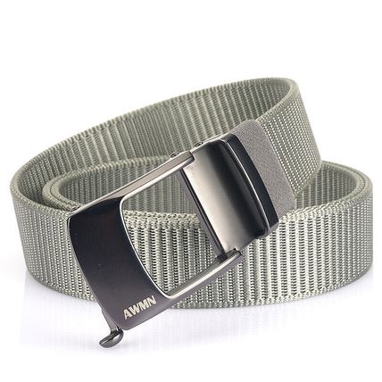 Men's nylon buckle automatic belt with hollow buckle head, casual waist belt