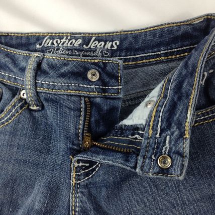 Justice Jeans Girls Distressed Straight Leg Blue Jeans Size 7R