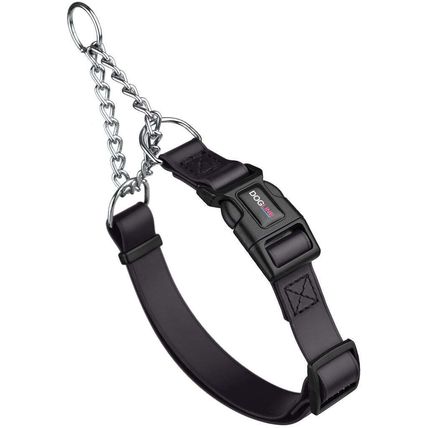 Dog Pet Martingale Collar with QR Buckle 3/4" W 11-15" L Black