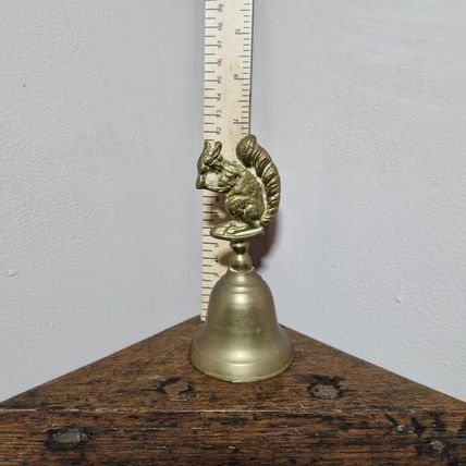 Small Vintage Brass Squirrel Topped Bell