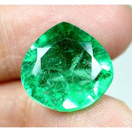9.65 Ct Natural Colombian Green Emerald Pear Loose Gemstone