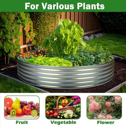 OUSHENG 4X4X1Ft round Galvanized Raised Garden Beds Outdoor, Steel Fire Pit Ring