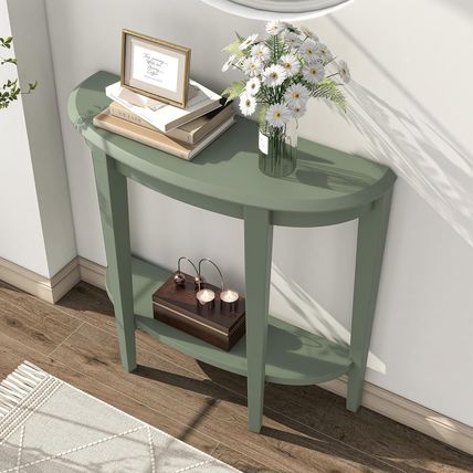 HOMES: inside + Out Payne Modern Half Moon Accent Console Table with Storage She