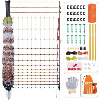 Poultry Electric Netting Fence - 47.3''H (Can Be Raised to 59.1''H) X 65.6'L for