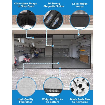 Innhom Magnetic Garage Door Screen for 1 Car Garage, 9X7 FT Double Door Magnetic