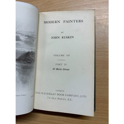 1920 JOHN RUSKIN "MODERN PAINTERS" VOL 3 SMALL ANTIQUE HARDBACK BOOK (P3)
