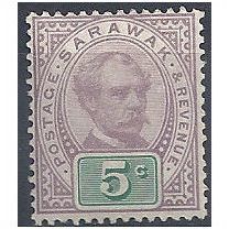 Sarawak 1891 SG12 5c Purple & Green Mounted Mint . .