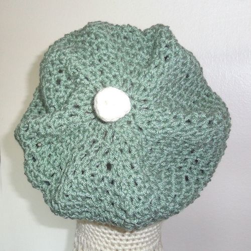 HAT #AH004 newsboy newsgirl brim visor crochet acrylic sage green adult size